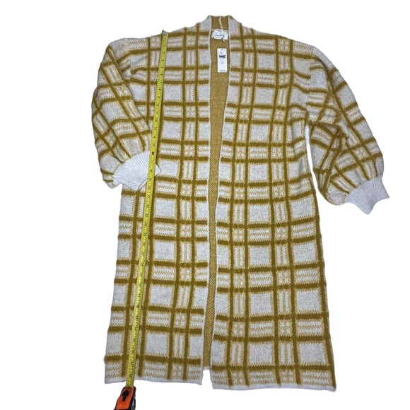 Final Price NWT Anthropologie Windowpane Knit Open Cardigan Coatigan one size - Picture 8 of 13